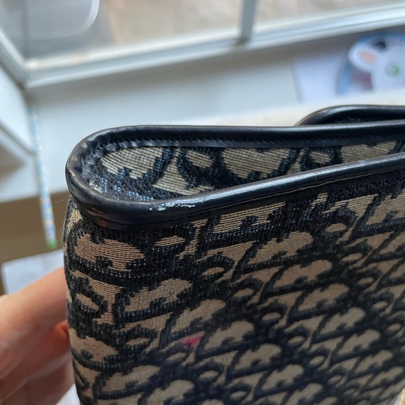 COPY - Dior Vintage Trotter Clutch Purse/ Chains Navy Jacquard Canvas Navy Leat… - Picture 16 of 16